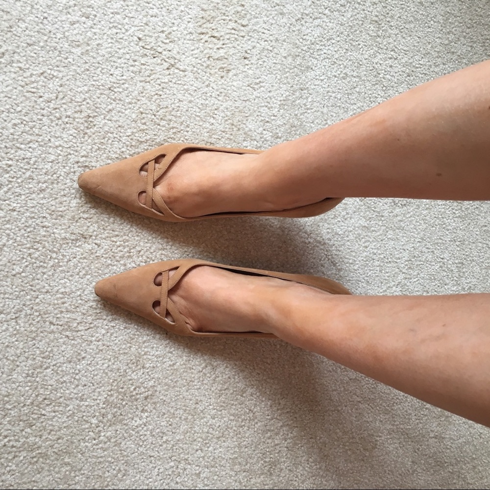 Manolo Blahnik Tan Suede Pointed Toe Pumps